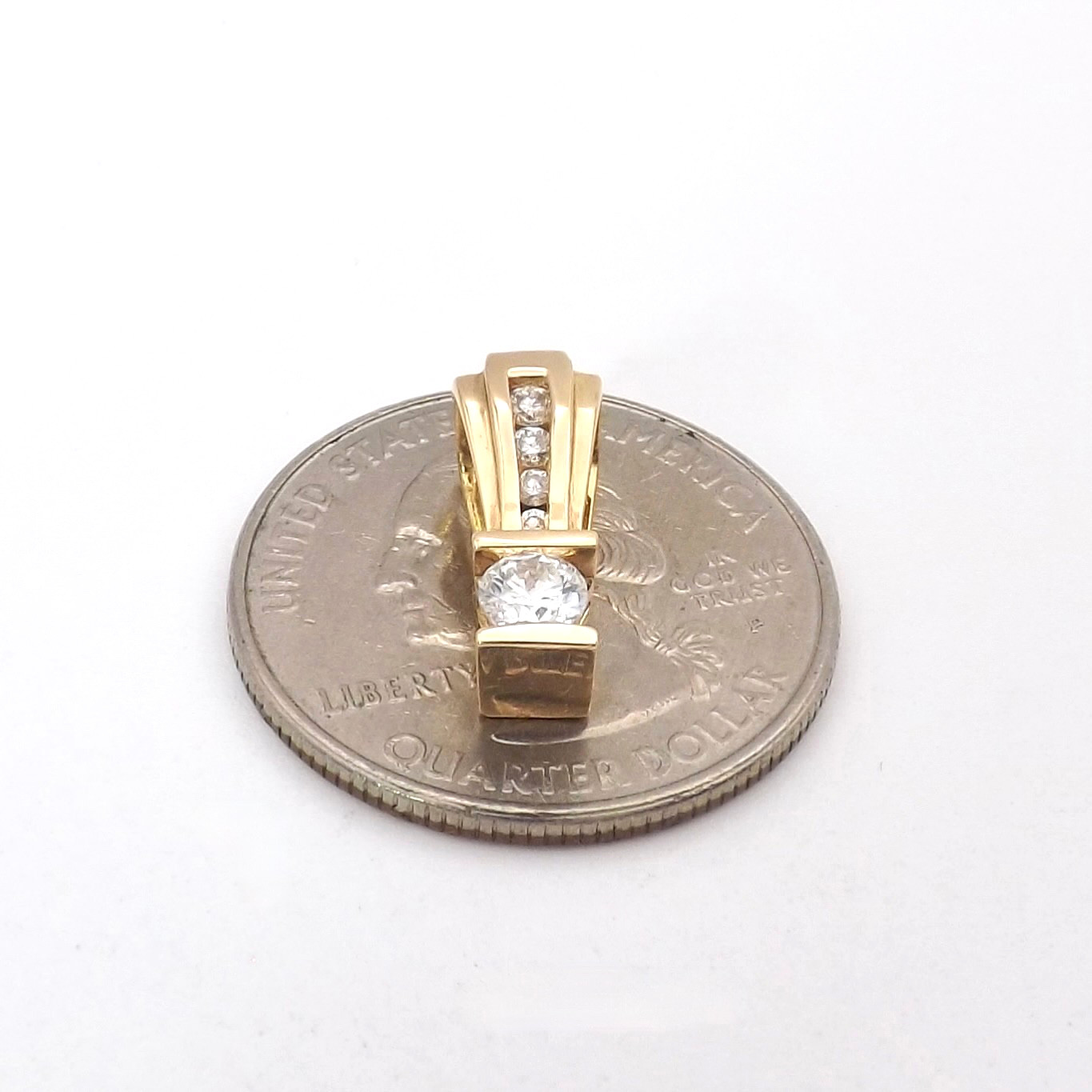 Solid 14k Gold Natural Diamond Slide Pendant Channel & Tension Setting New