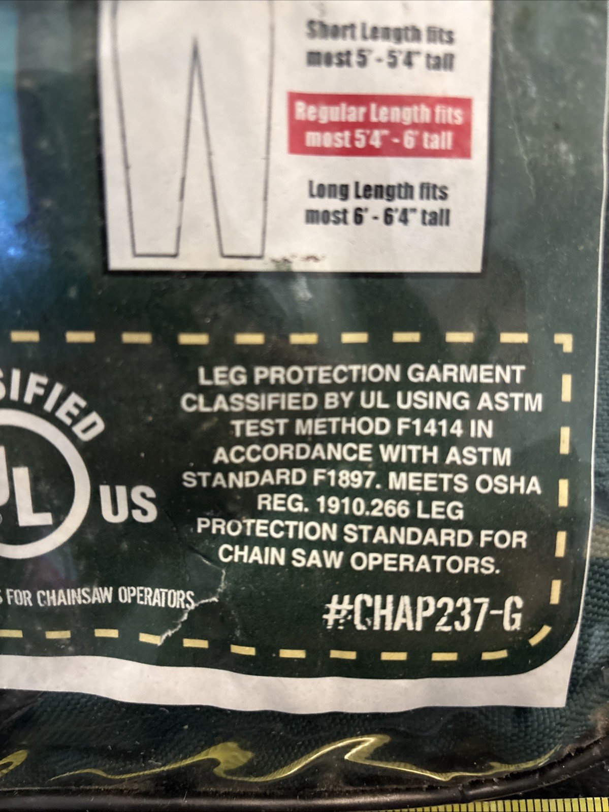 FORESTER APRON STYLE CHAINSAW SAFETY CHAPS CHAP237-G