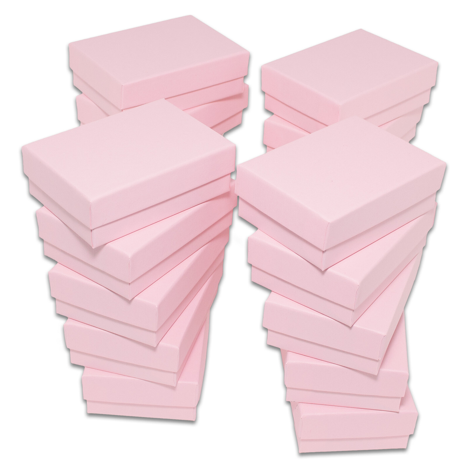 TheDisplayGuys 100-Pk Cotton Filled Cardboard Paper Jewelry Box Gift Case - Pink