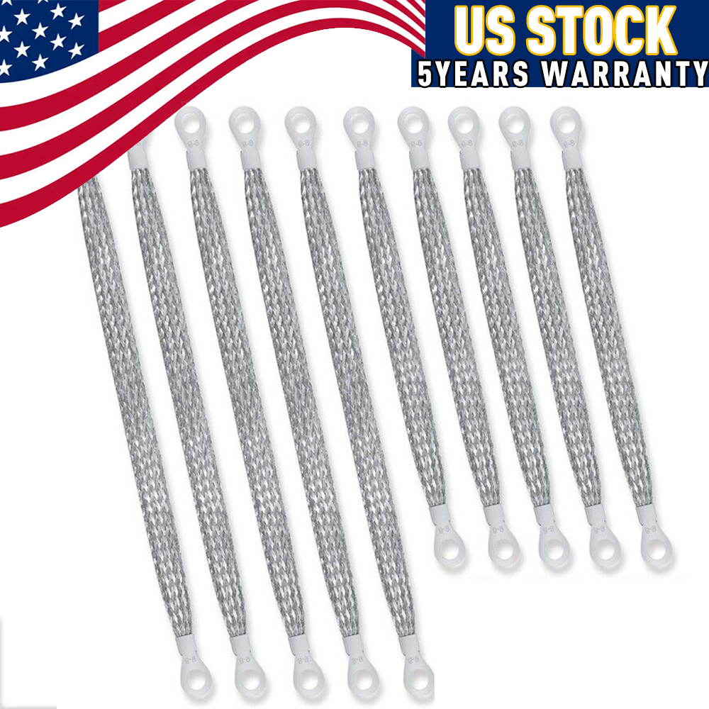 10PC Car Truck Firewall Engine Body Engine Ground Strap Tinned Copper Cable Kit