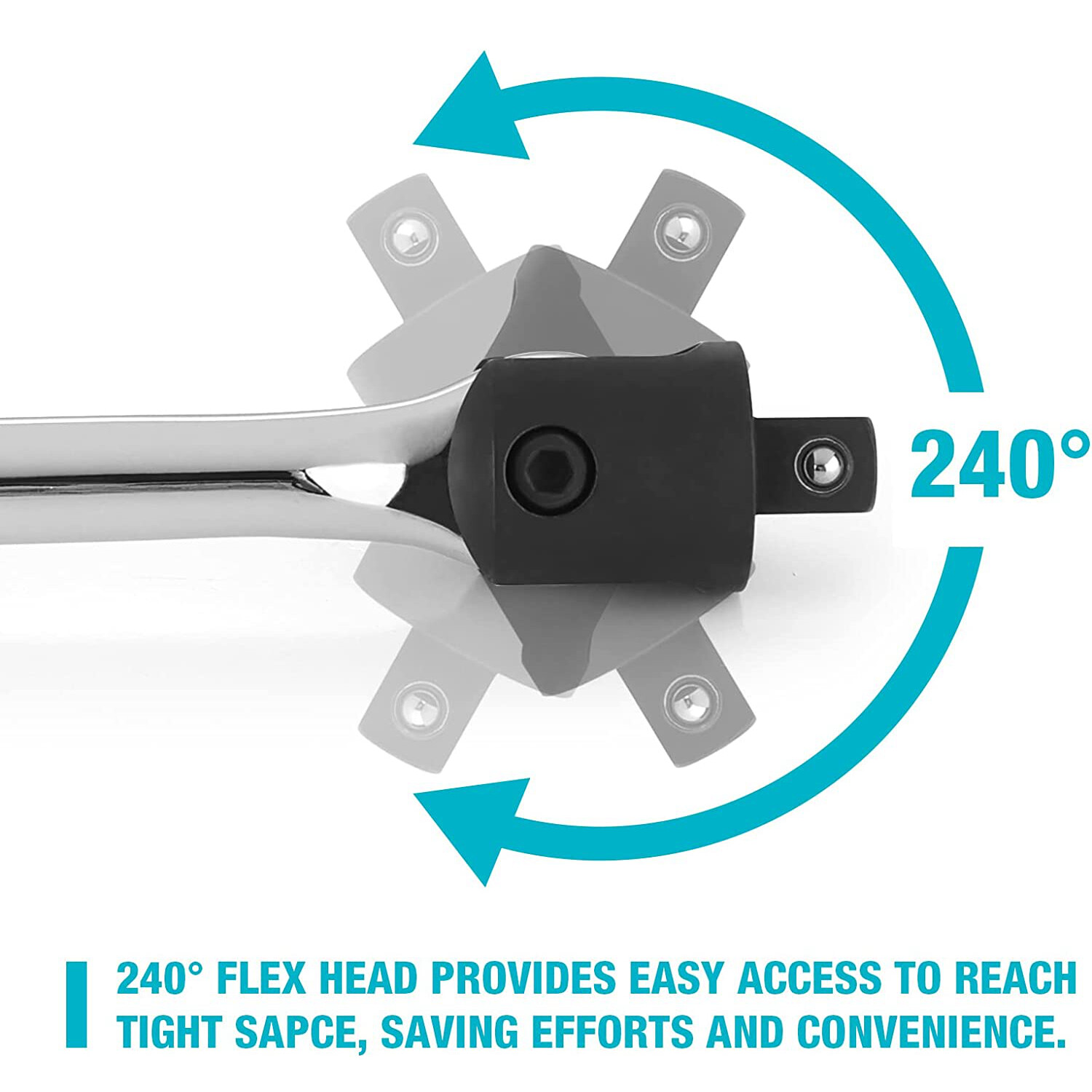 DURATECH Heavy Duty Breaker Bar 1/2'' Drive 24" Breaker Bars with 240° Flex Head