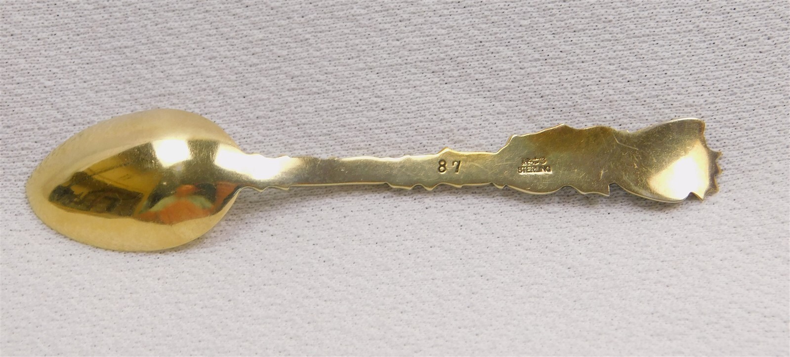 Antique Art Nouveau Sterling Silver Holly Berry Enamel Handle Spoon