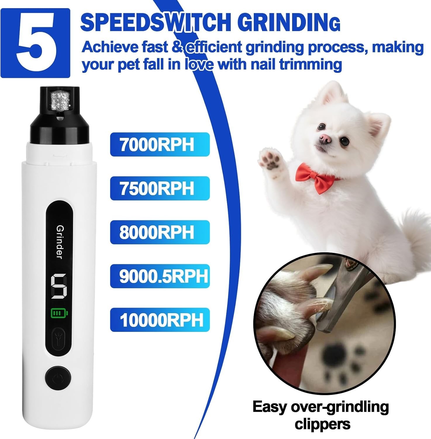 Upgraded Silent Groom Pro Nail Grinder Heusom Silent Grind Pro for Dogs Nail NEW
