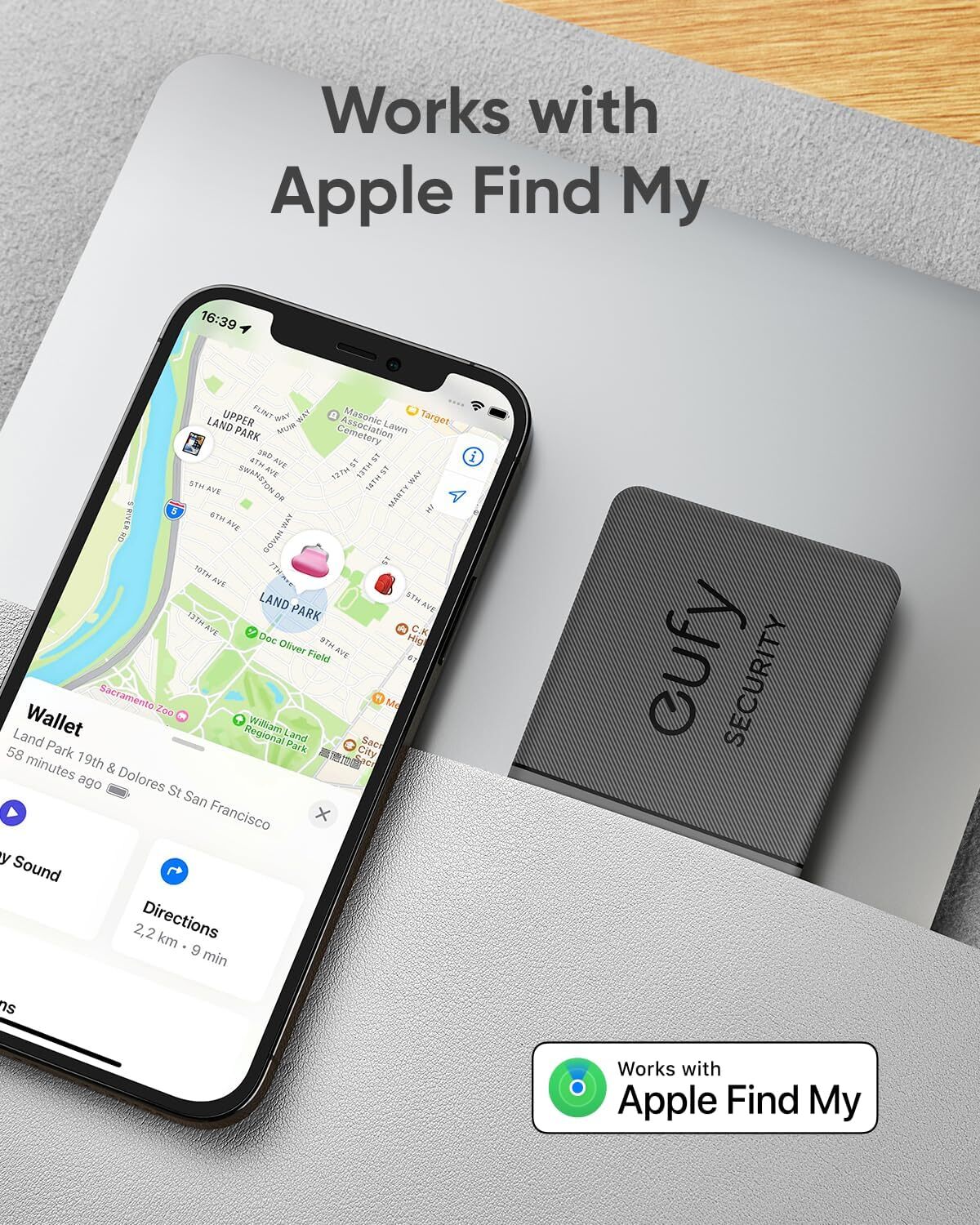 eufy SmartTrack Card E30 Bluetooth Tracker Rechargeable Work with Apple Find My