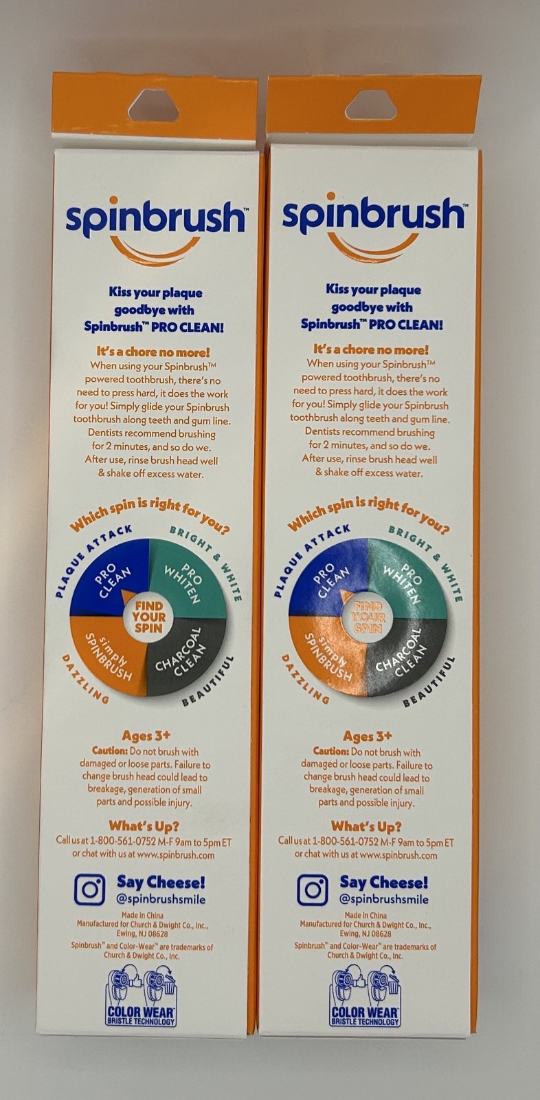 2 Spinbrush PRO CLEAN Battery Powered Toothbrushes with Medium Bristles