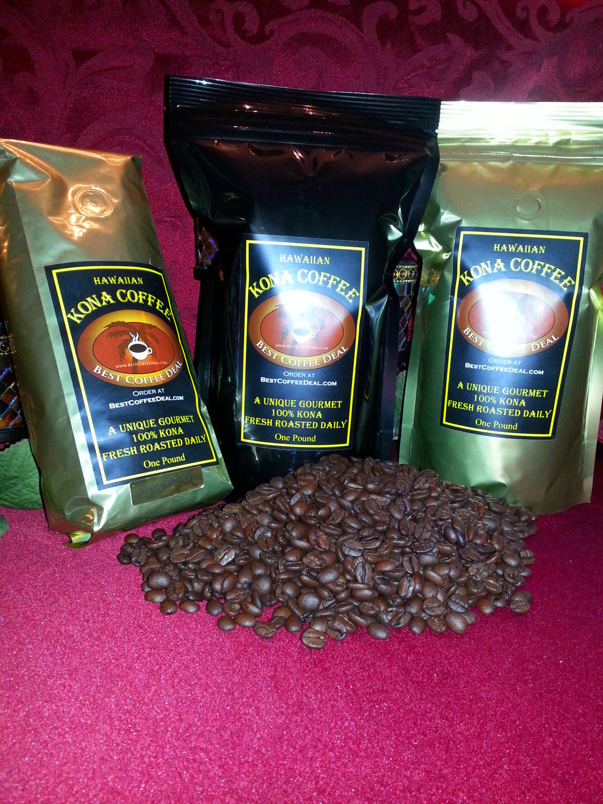 100% Hawaiian Kona - Whole Bean Coffee - ONE POUND Bag Fresh Roasted