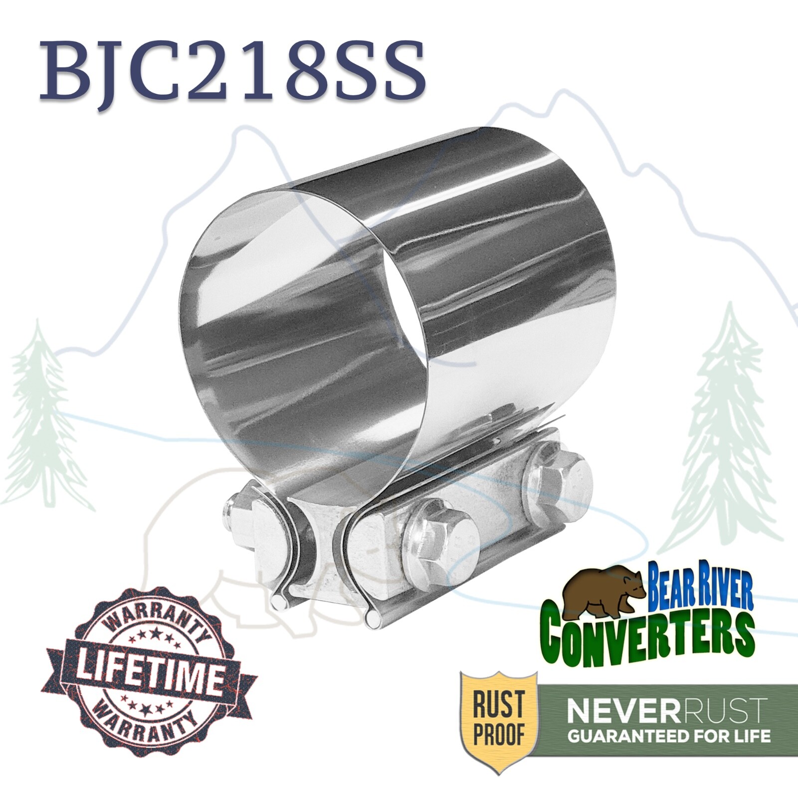 2 1/8" 2.125" Butt Joint Band Exhaust Clamp Bear River Quality Stainless