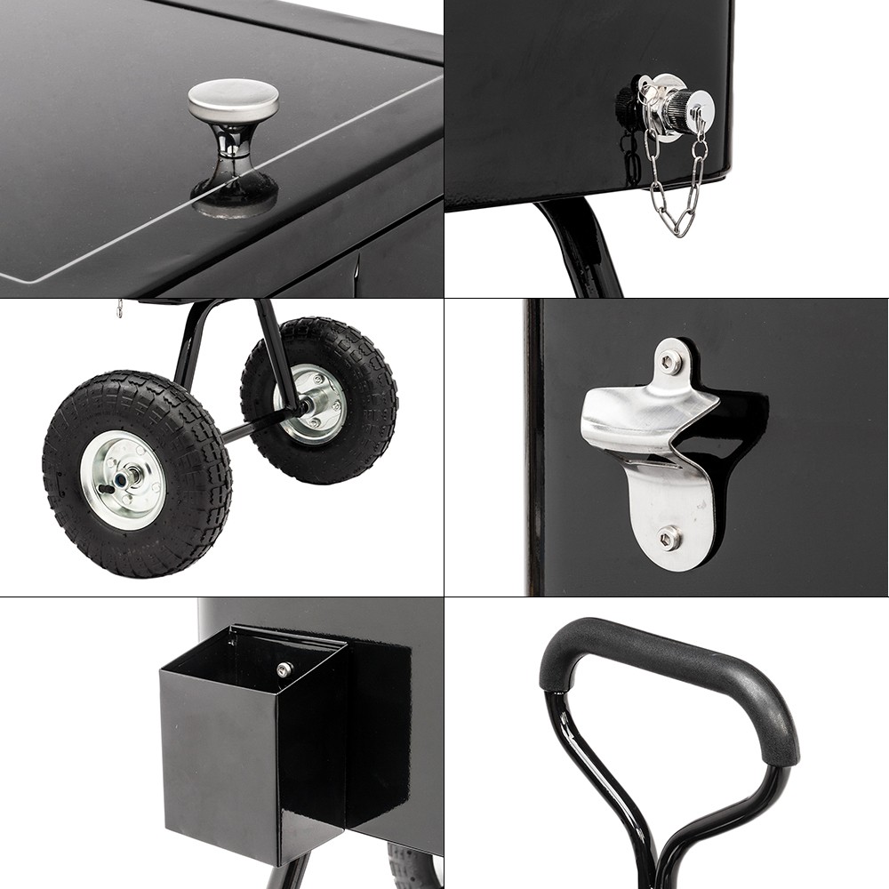 Cooler Cart 80QT Patio Rolling Cooler Picnic Ice Beer Chest w/ Wheels for Party