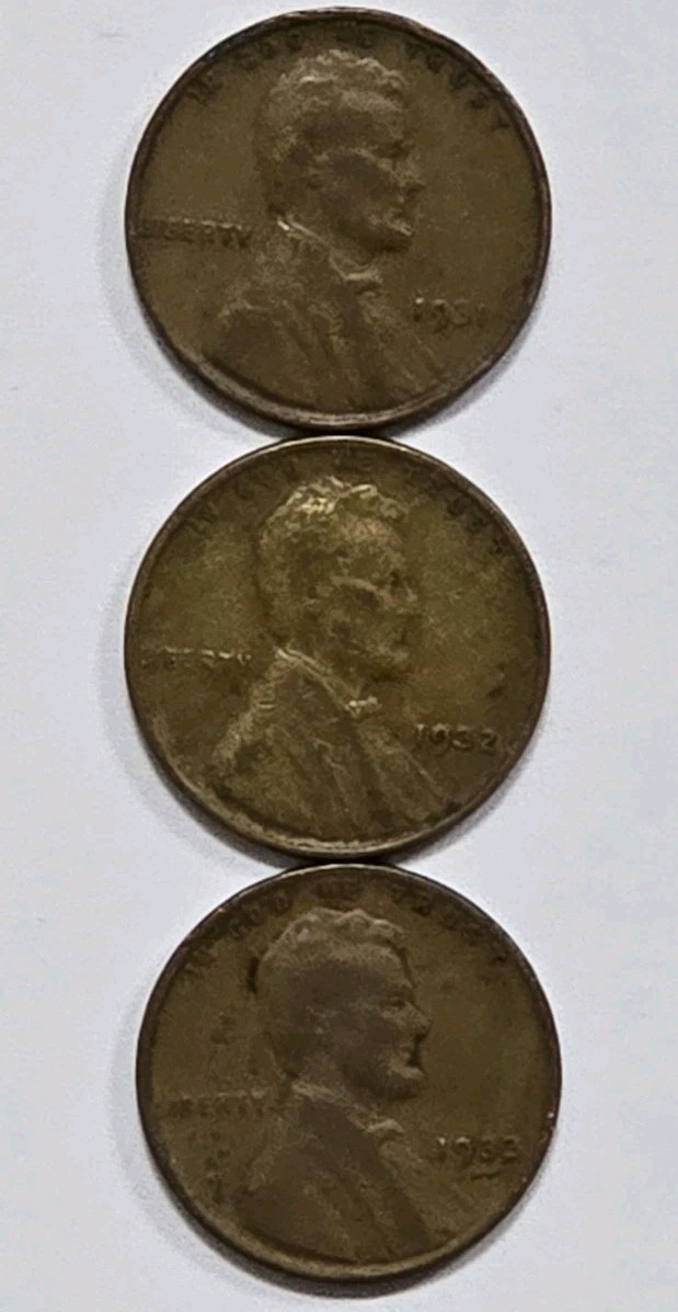 1323133P283 PHILLY MINT KEY DATE TRIO 1931-1933 WHEAT PENNIES LINCOLN CENT COINS