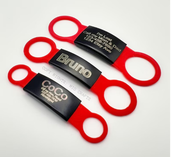 Personalized Slide-On Collar Pet ID Tag, Dog Cat Tag with Name + Contact Info