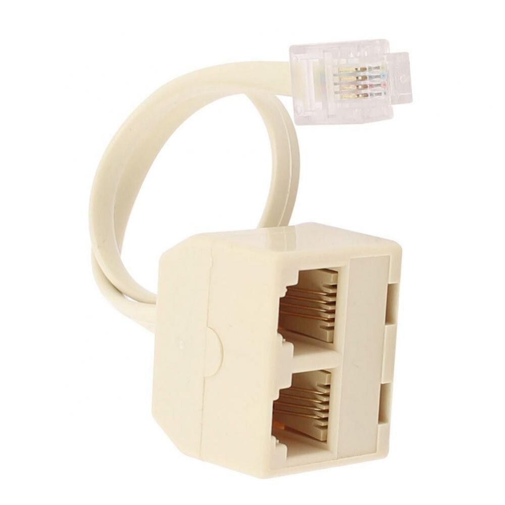 1 To 2 Ways RJ11 6P4C Male Telephone Jack Line Cord Female Splitter adapter Lan