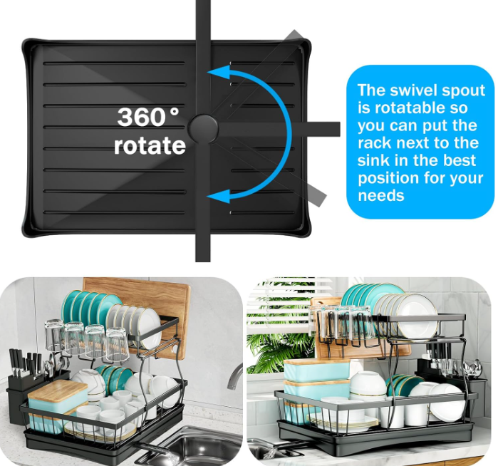 Escurridor de Platos Trastes Dos Niveles Con Daranje Para Cocina Escurreplatos