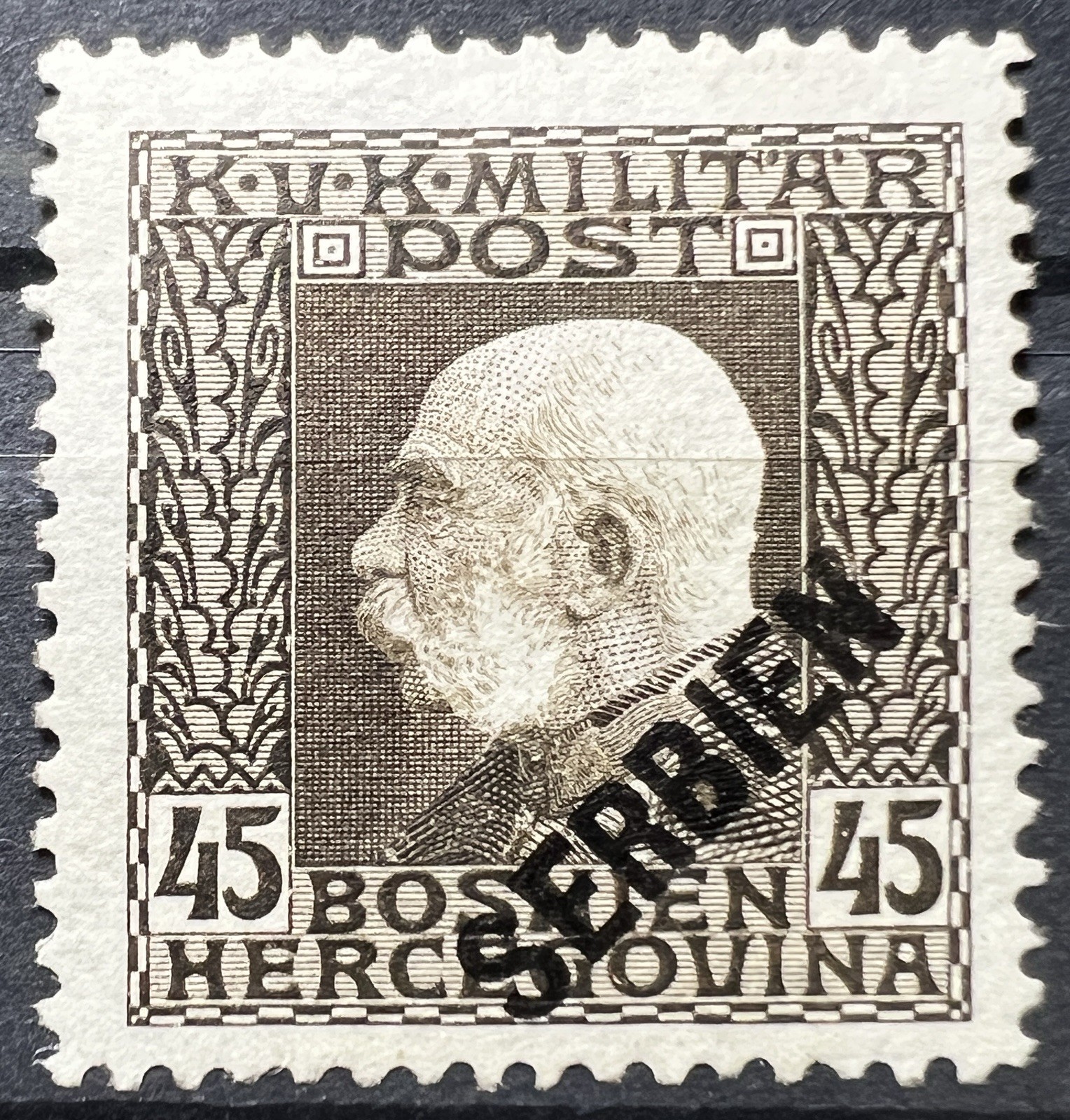 Austro Hungarian 1916 Military Post 45 Heller Overprint SERBIEN Bosnia Stamp MH