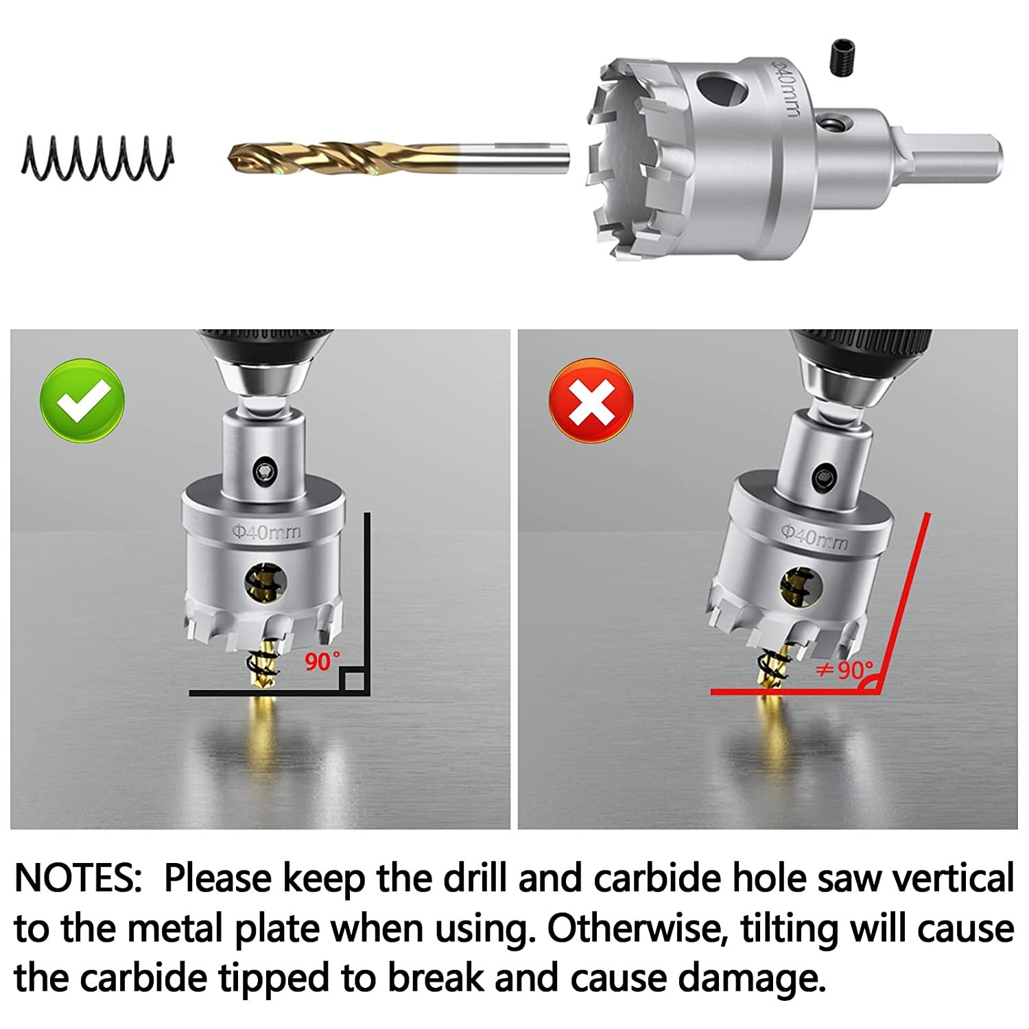 1/2" to 10" Carbide Tip TCT Hole Saw Cutter Drill Bit For Steel Metal Alloy