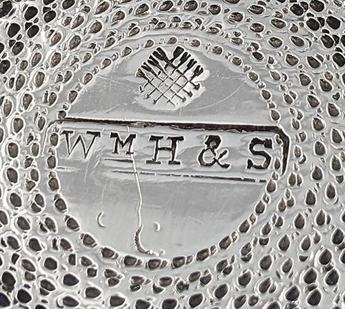 WILLIAM HUTTON SILVER PLATE 'JUST A THIMBLE FULL' SPIRIT MEASURE c1900