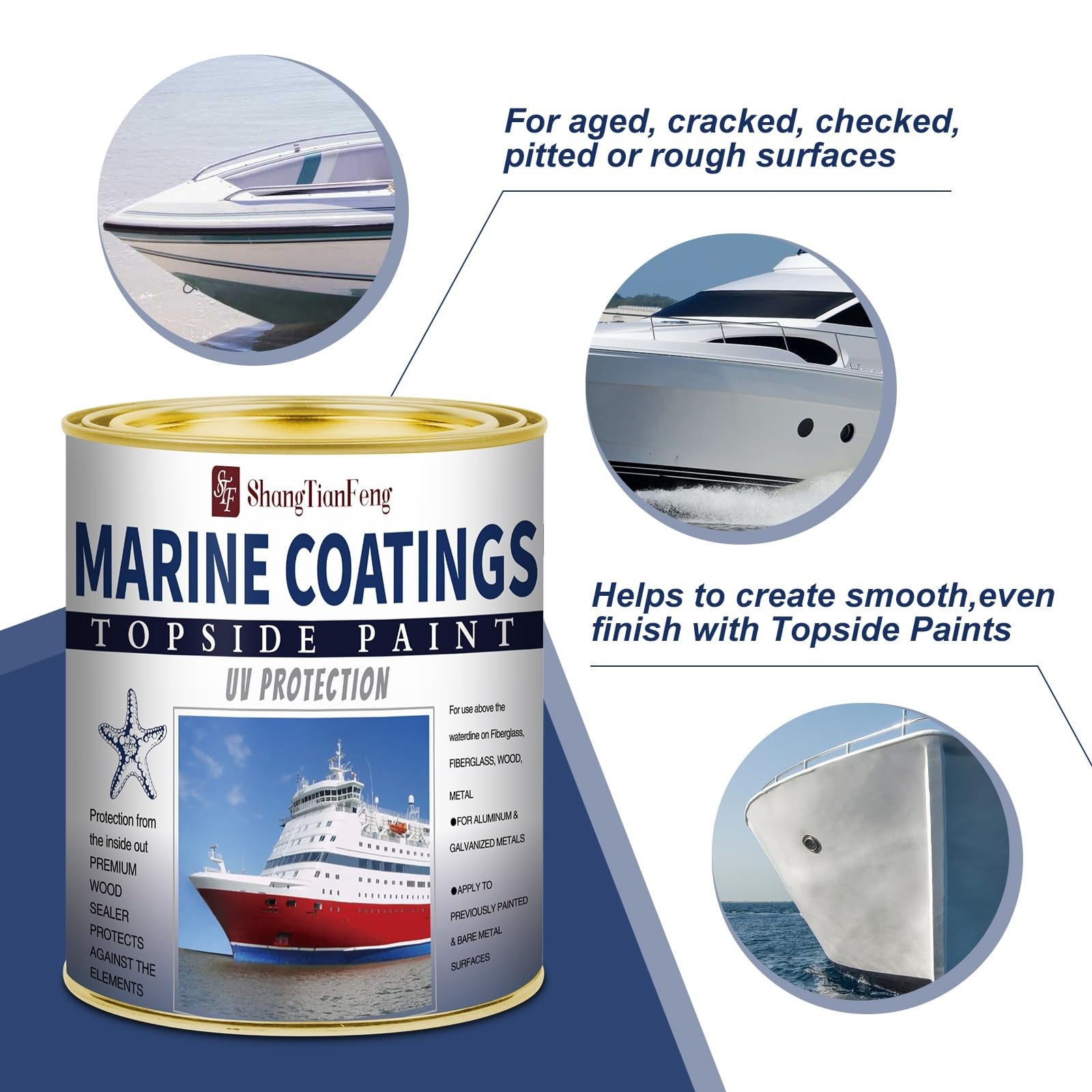 Marine Boat Paint 32oz Brilliant Navy Blue - Deck & Aluminum Boat Bottom Paint