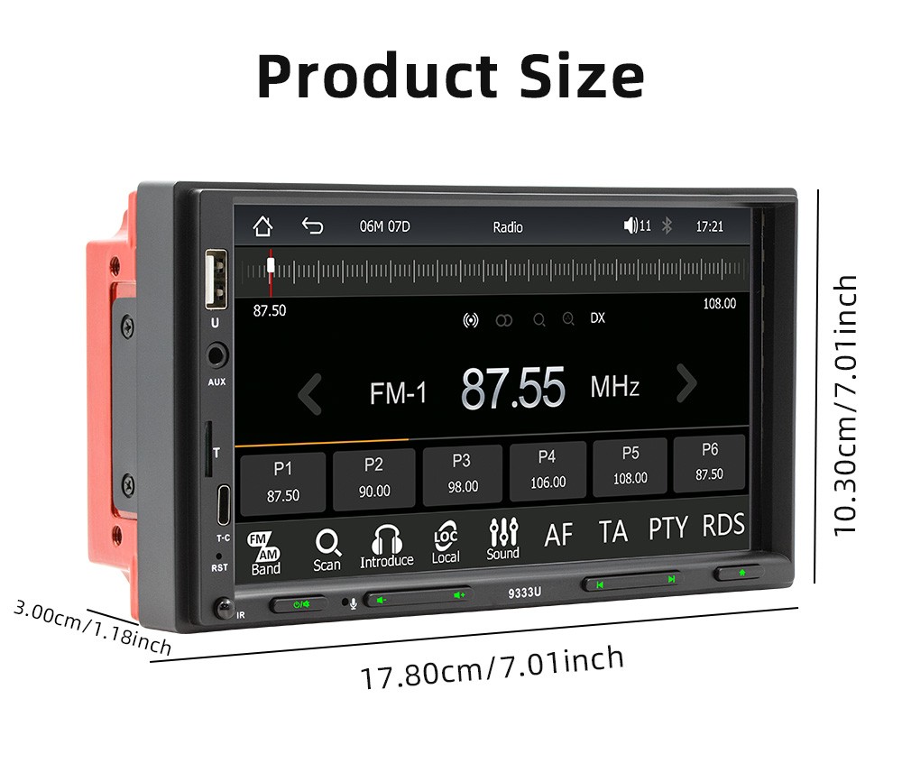 Double 7" 2Din Touch Screen Car Stereo Bluetooth Radio Apple/Android Carplay GPS
