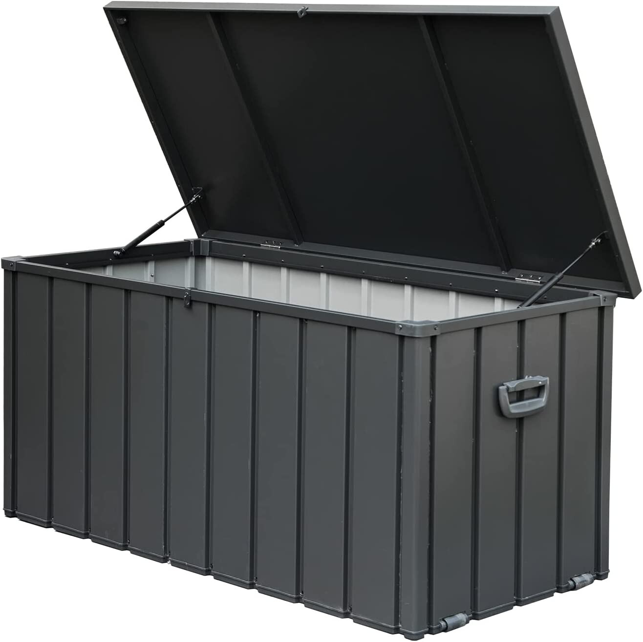 Domi 150 Gallon Metal Outdoor Storage Deck Box Waterproof w/Lockable (Grey)