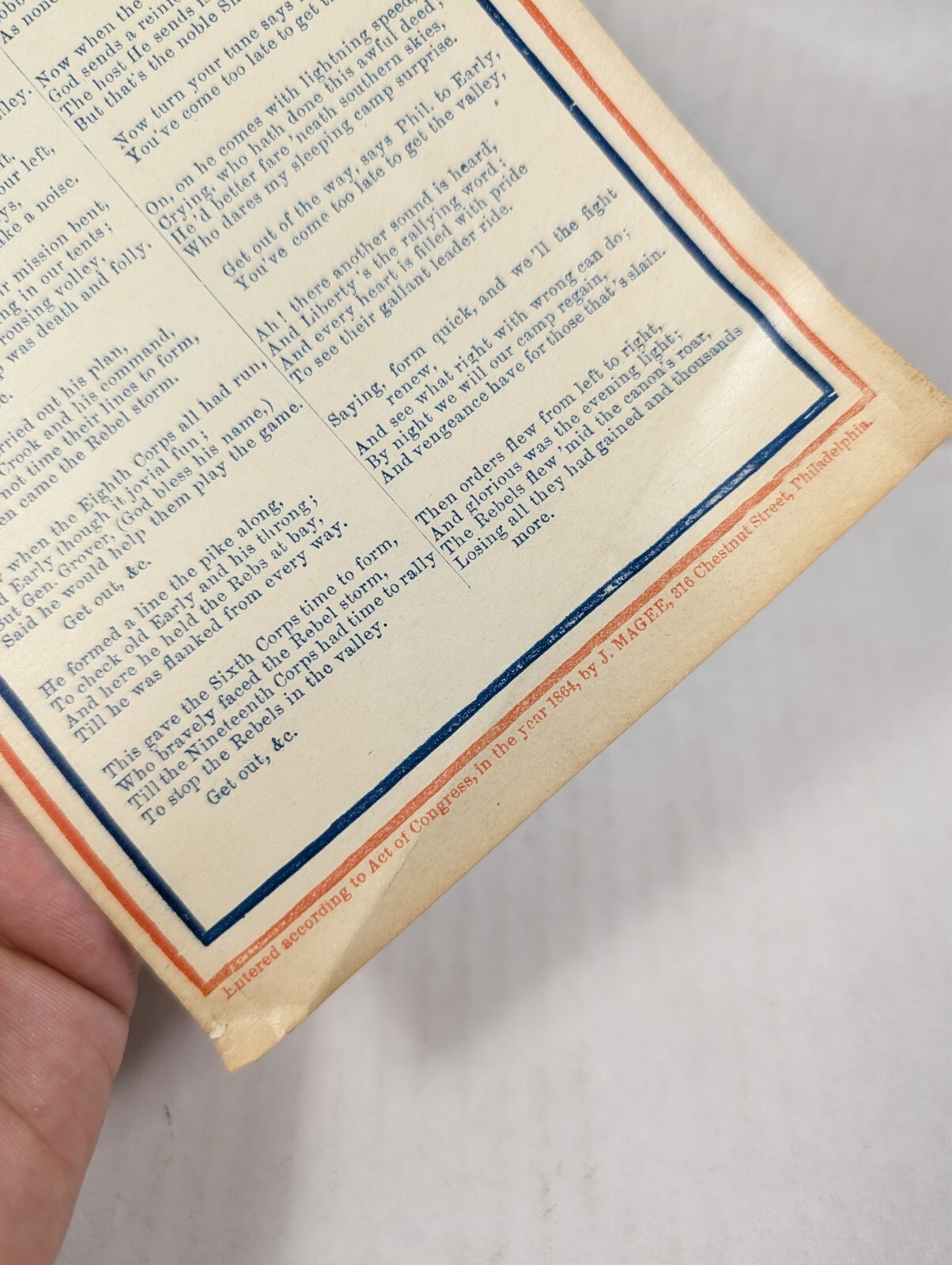 Civil War Liberty and Union Forever The Battle of Cedar Creek Song Sheet 1864