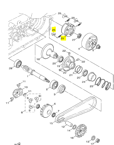 Genuine 2JS-E6620-01 Main Axle Compartment For Yamaha Zuma 125 2009 - 2015