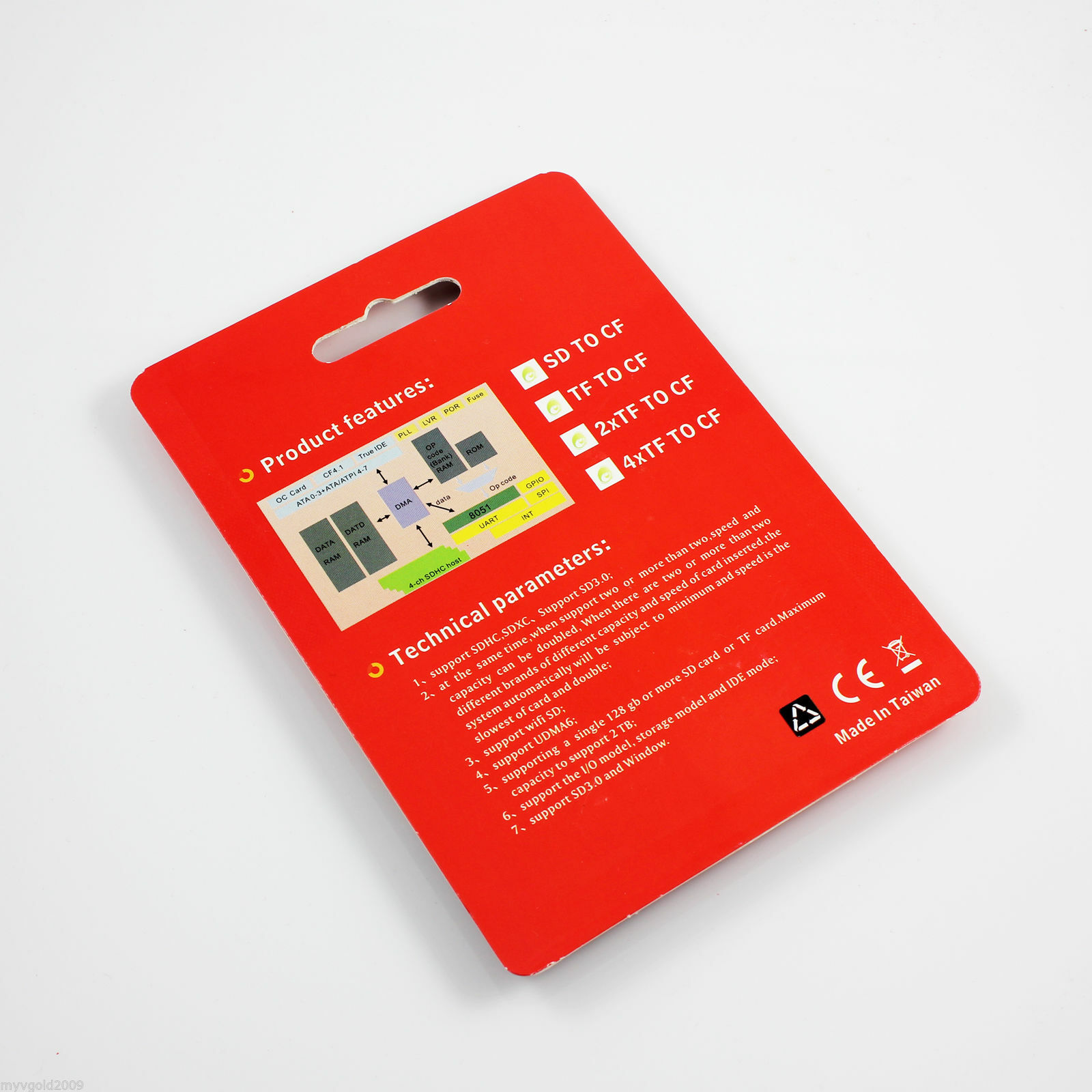 High Speed SD to CF Card Type I Adapter Support SDHC/SDXC to 16/32/64/128 GB