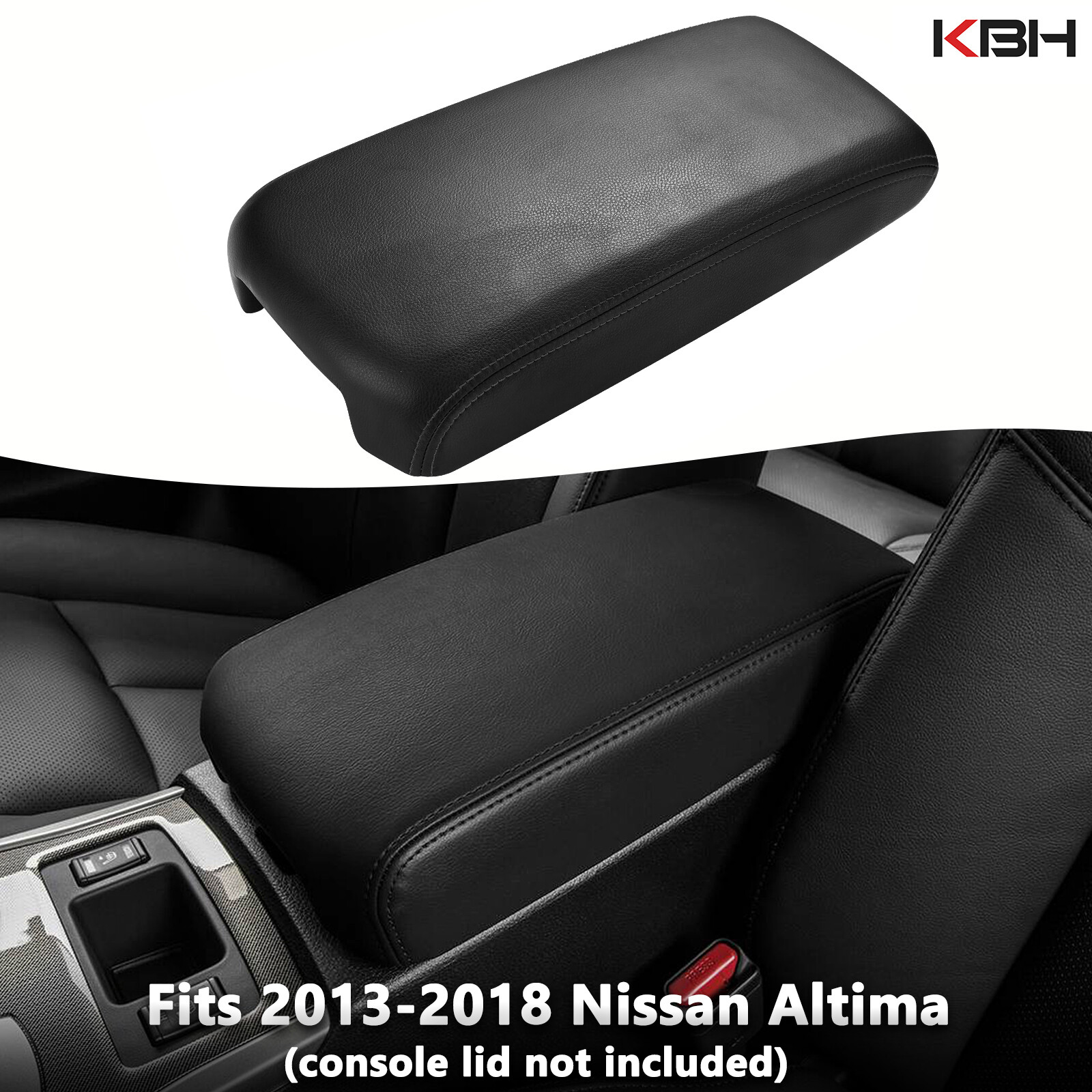 Fits 2013-2018 Nissan Altima Leather Console Lid Armrest Replacement Cover Black