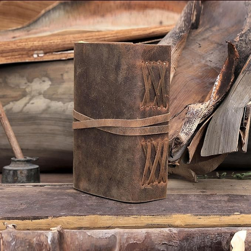 Cuero Vintage Leather Journal - Handmade Refillable Leather Bound Notebook with