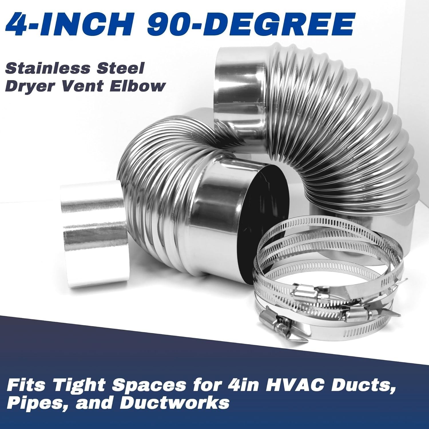 2 Pack 4" OD 3.97" ID 90 Degree Dryer Vent Elbow