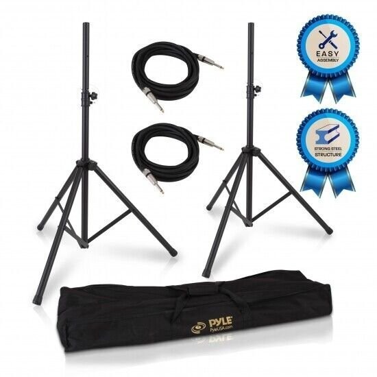 Pyle PRO DJ PA Speaker Monitor Pole Mount Stands w/ 1/4" Cable Kit PMDK102