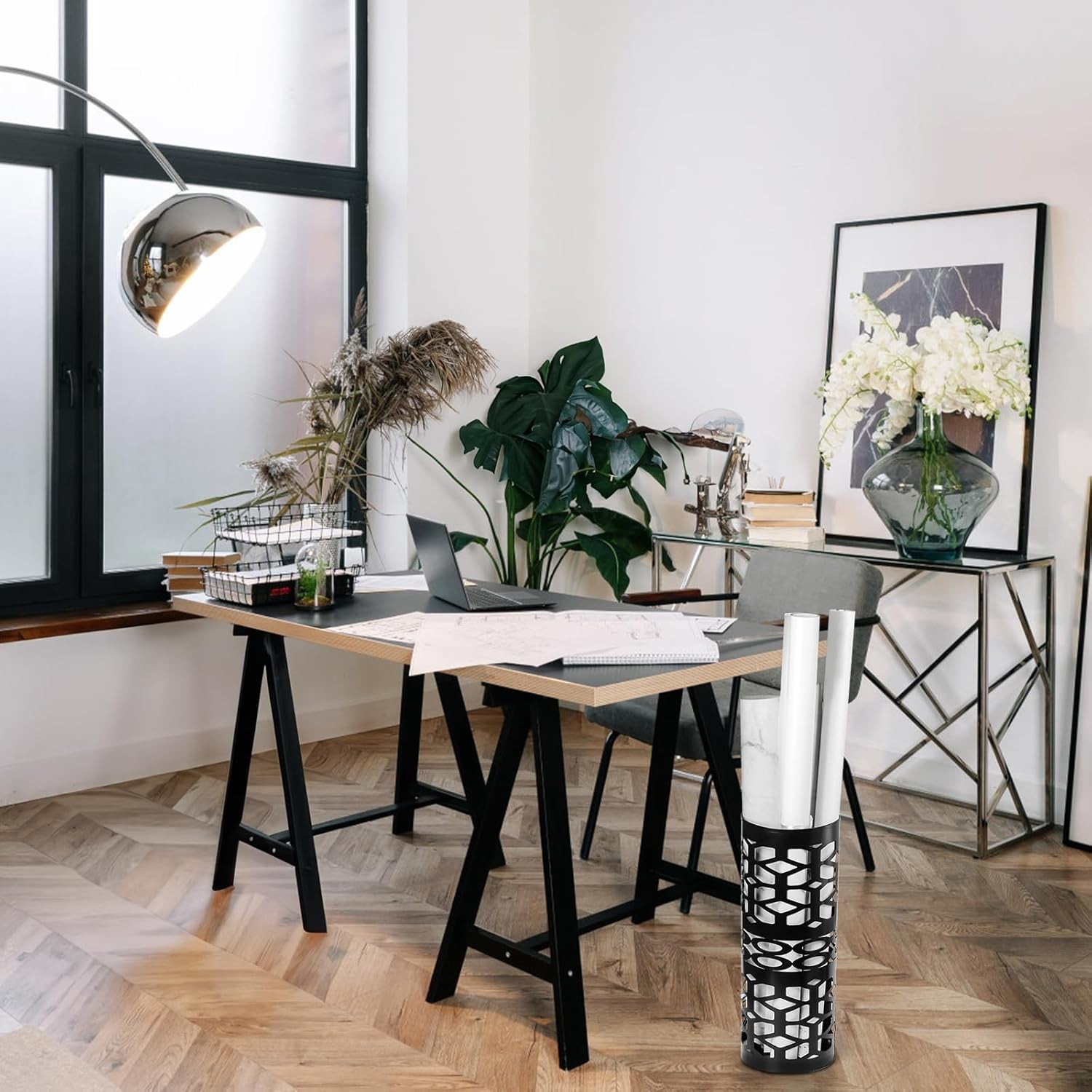 Umbrella Stand Black Metal Umbrella Holder Freestanding Cane Walk Stick Holder