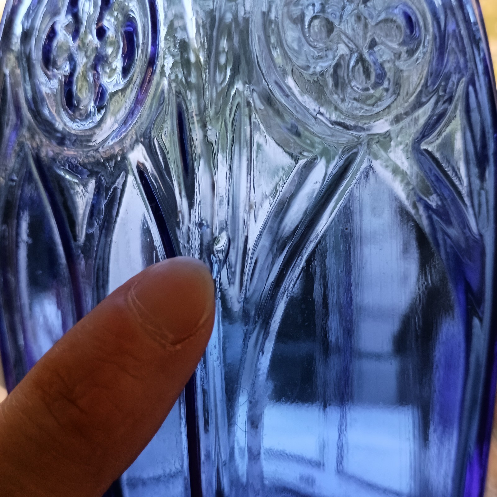 Antique 9.75" CARTER's Cathedral Master INK Bottle, Cobalt Blue Glass - DRILLED