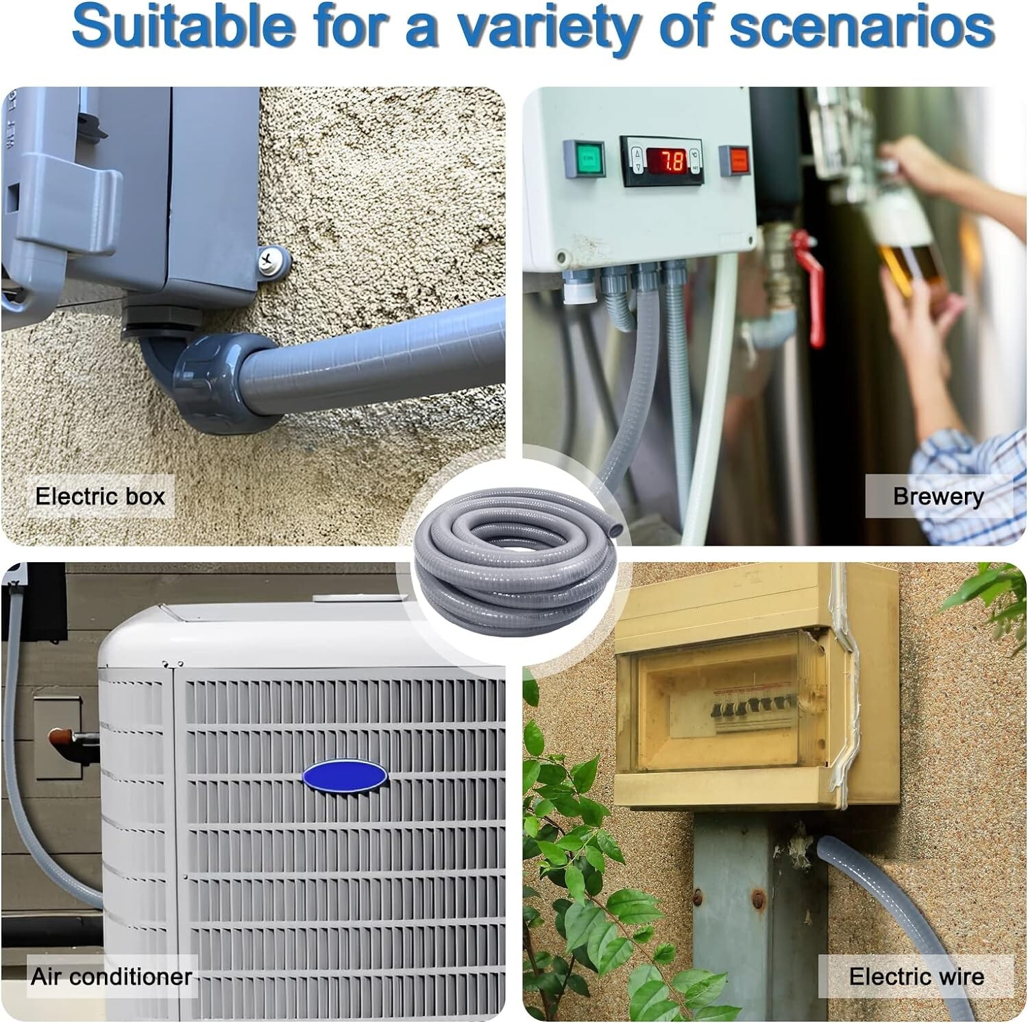 3/4" Dia Liquid Tight Conduit 50 FT,Flexible Non-Metallic PVC Conduit 3/4 Waterp