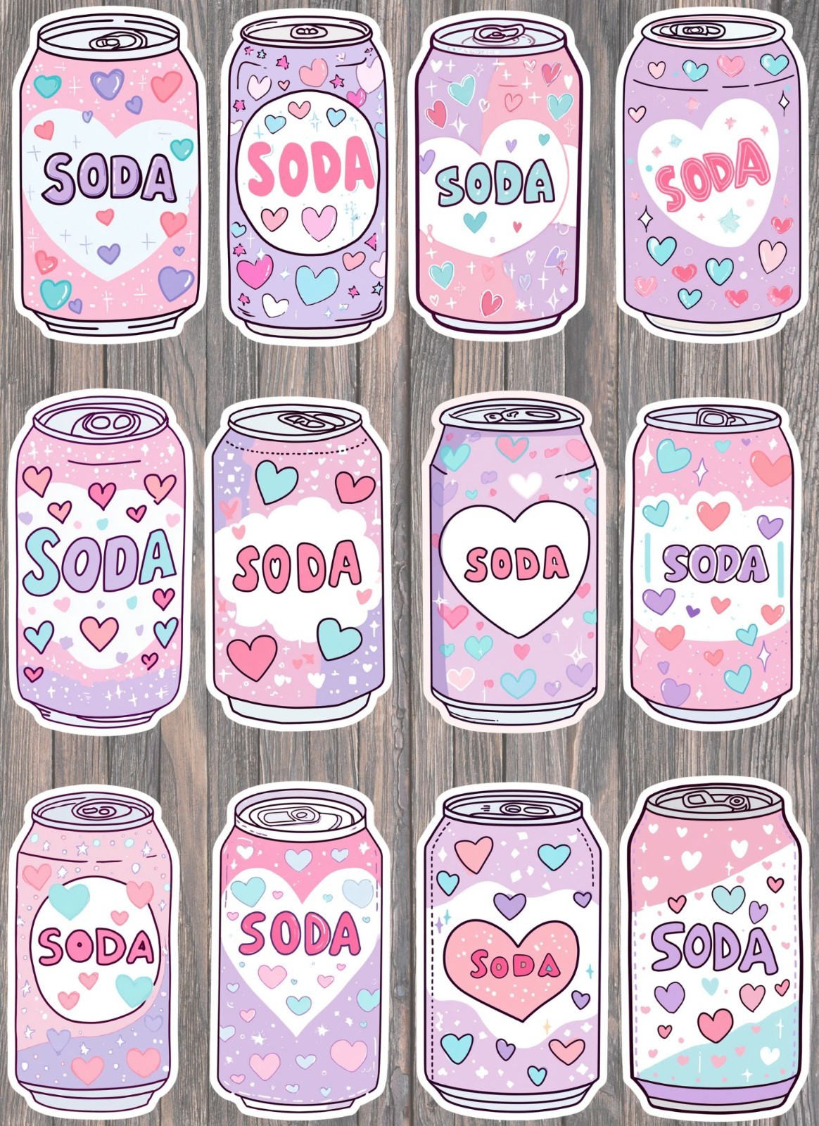 Kawaii Soda Die Cut Vinyl Stickers Set Scrapbooking Laptop Waterbottle