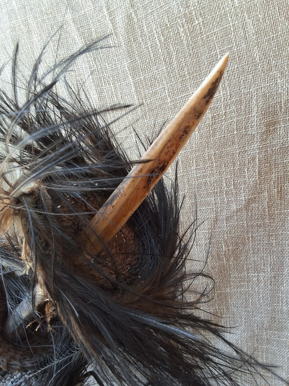 Papua New Guinea Bone Axe with Cassowary feathers - Ceremonial Dance