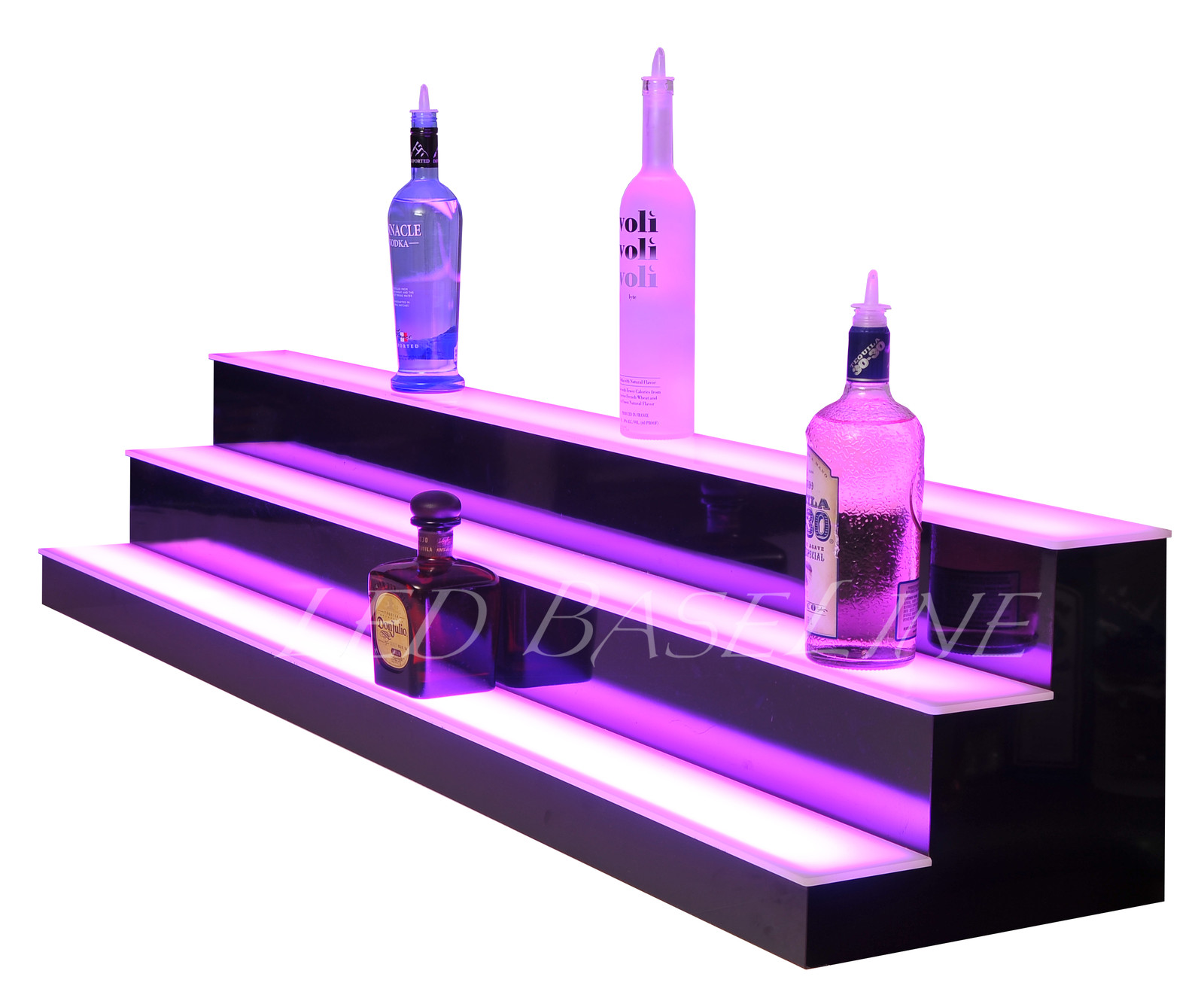 58" LED Lighted Bar Shelving 3 Step Color changing Display Bottles