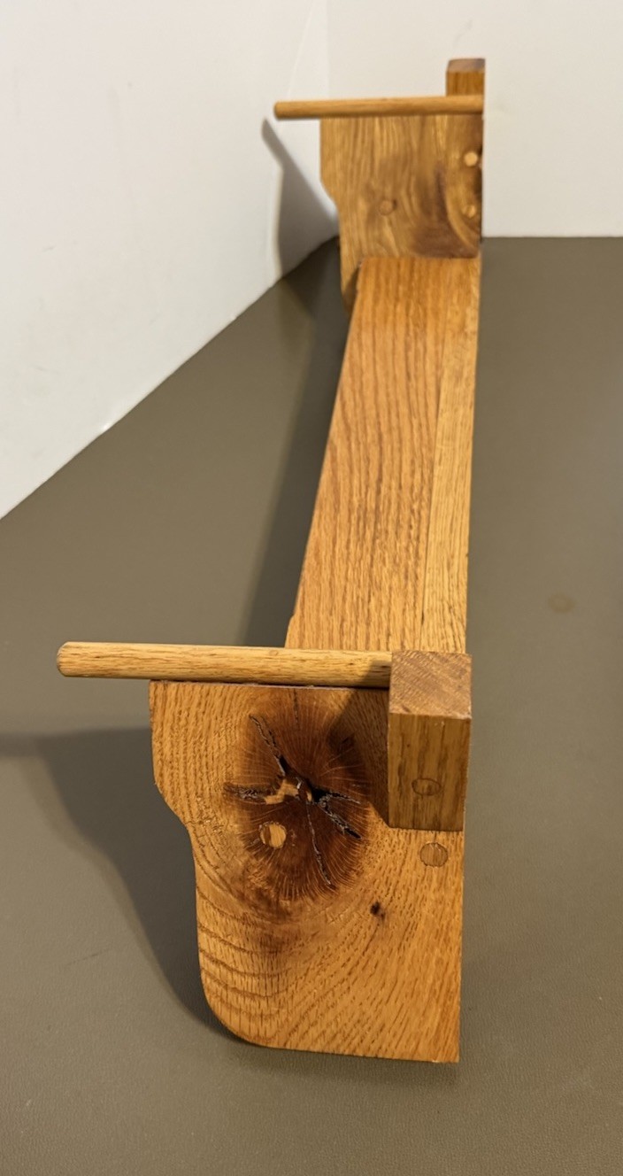 Handmade Double Birdhouse Shelf / Coat rack Carved Wood Hooks Vintage