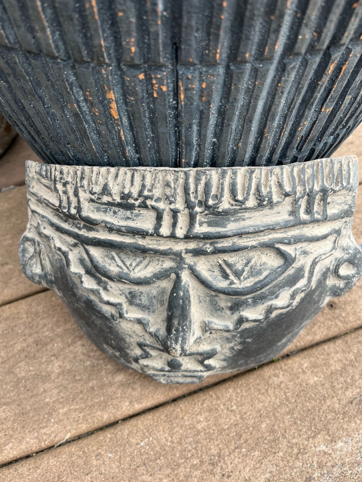 Folk Art Handmade Ceramic Mask Wall Plaque Earthy Rough Artisanal 10.5”x7.75”