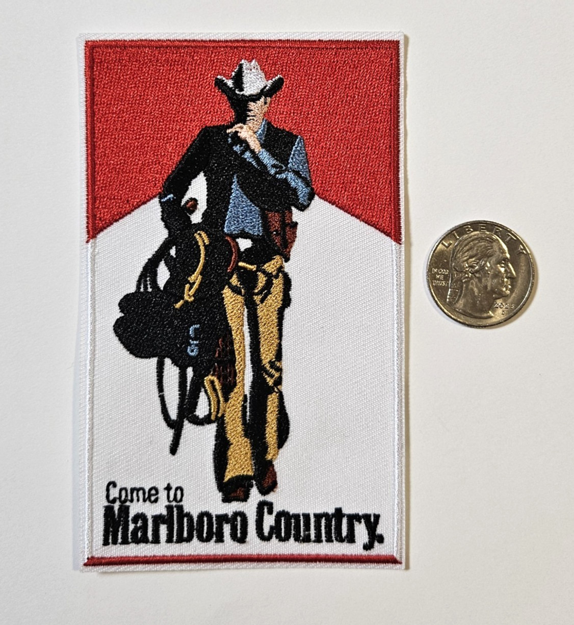 Vintage Large Marlboro Iron on Patch 3" x 4.75" FS