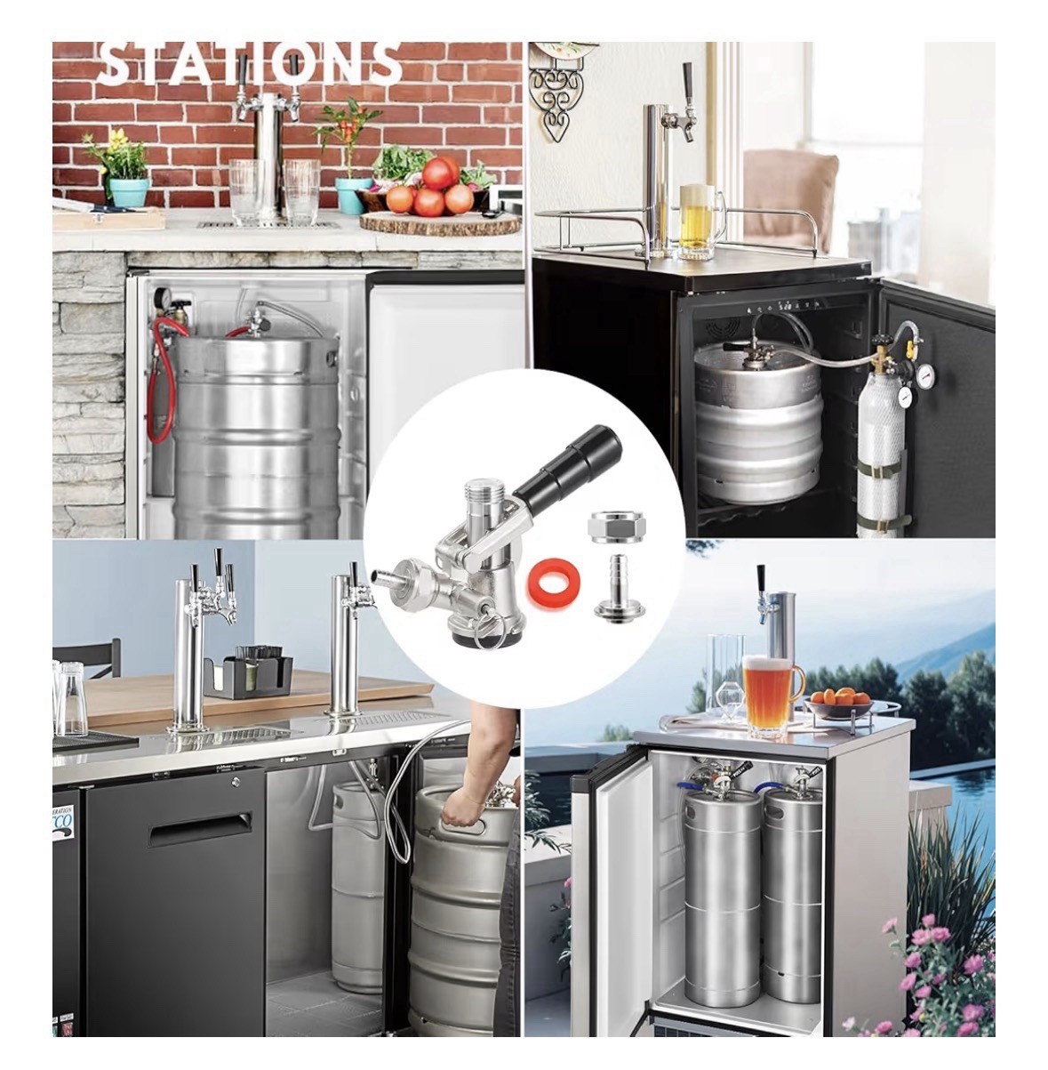 Keg Coupler for Sankey D System Beer Keg Tap Dispenser-304 Stainless Steel Probe