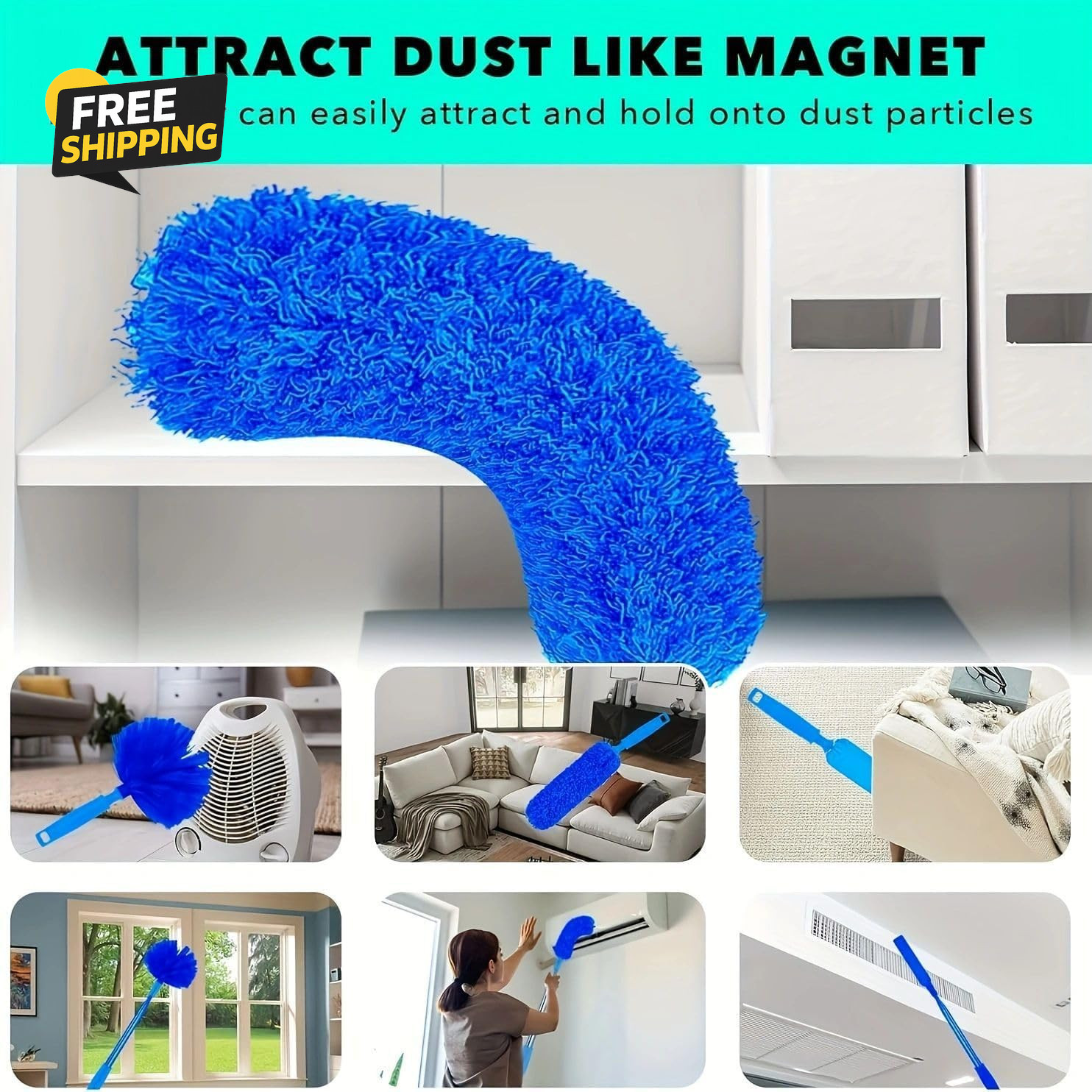 Cobweb Duster with Extension Pole,Spider Web Remover 2PCS Cob Web Duster 15-100