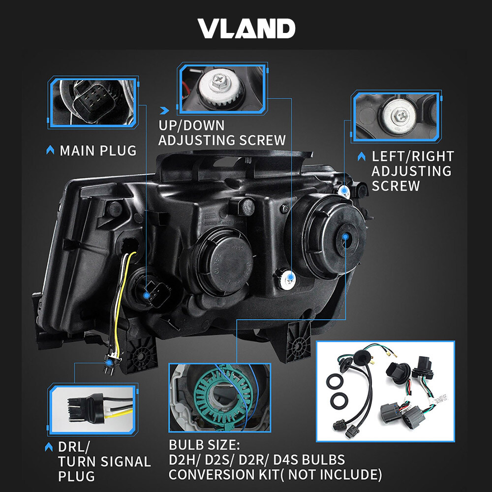 2*Projector Lens LED Headlights For 2014 2015 Chevrolet Camaro LS LT SS RGB DRL