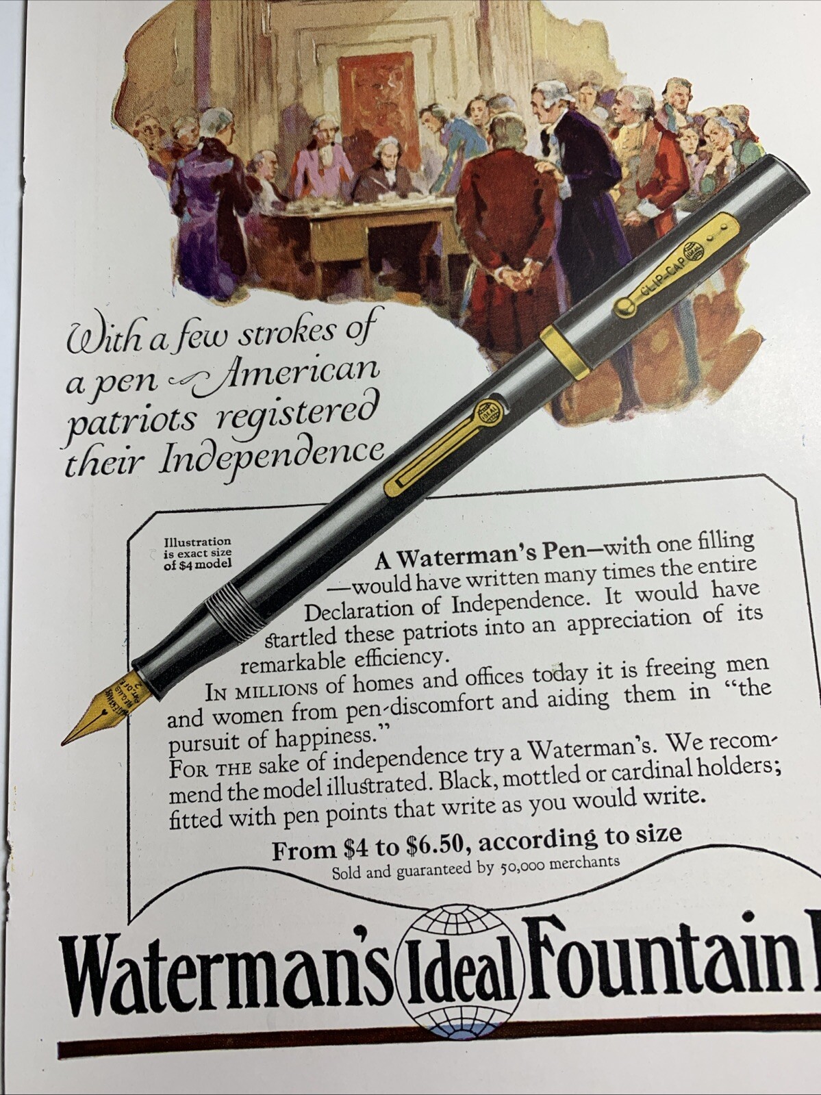 Waterman’s Ideal Fountain Pen Ad C 1910’s Colorful