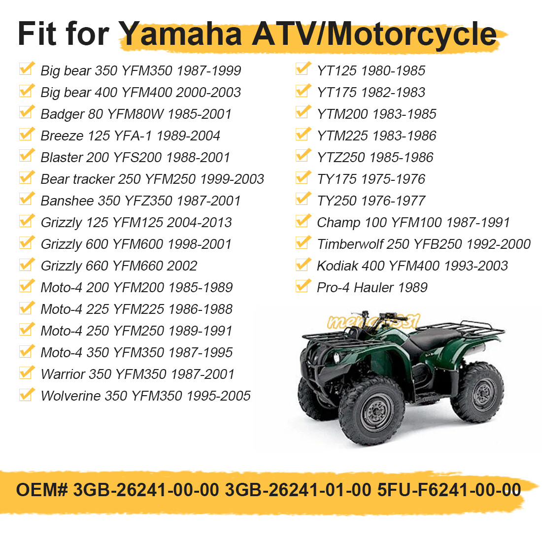 Handle Grips for Yamaha Moto-4 YFM200 YFM225 YFM250 YFM350 1985 1986 1987-1991