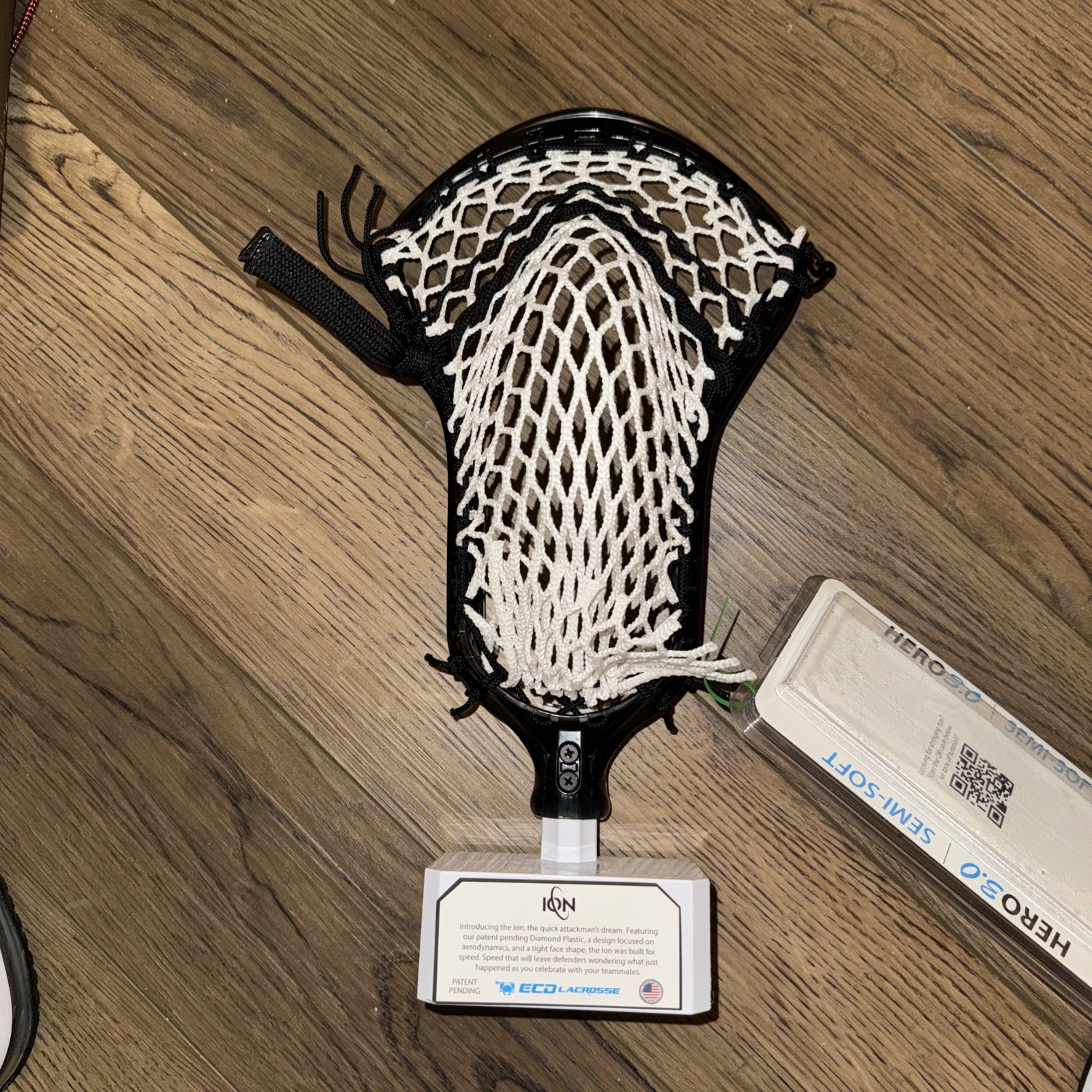 New ECD ION lacrosse stick head midnight black Mid Low Pocket hero 3 mesh.