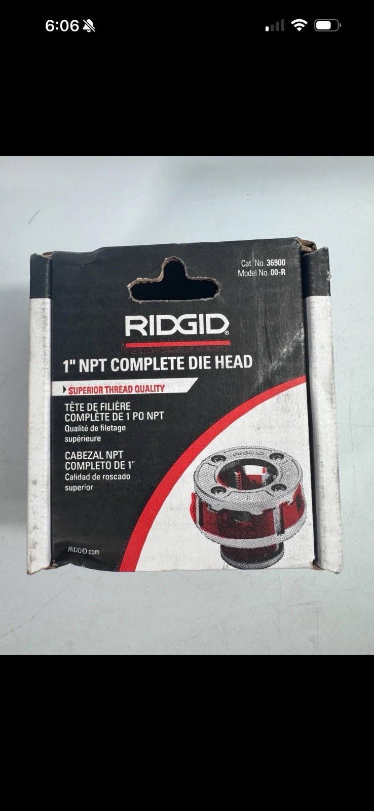 RIDGID 36900 00-R NPT 1" Manual Pipe Threader Die Head, Alloy Rh