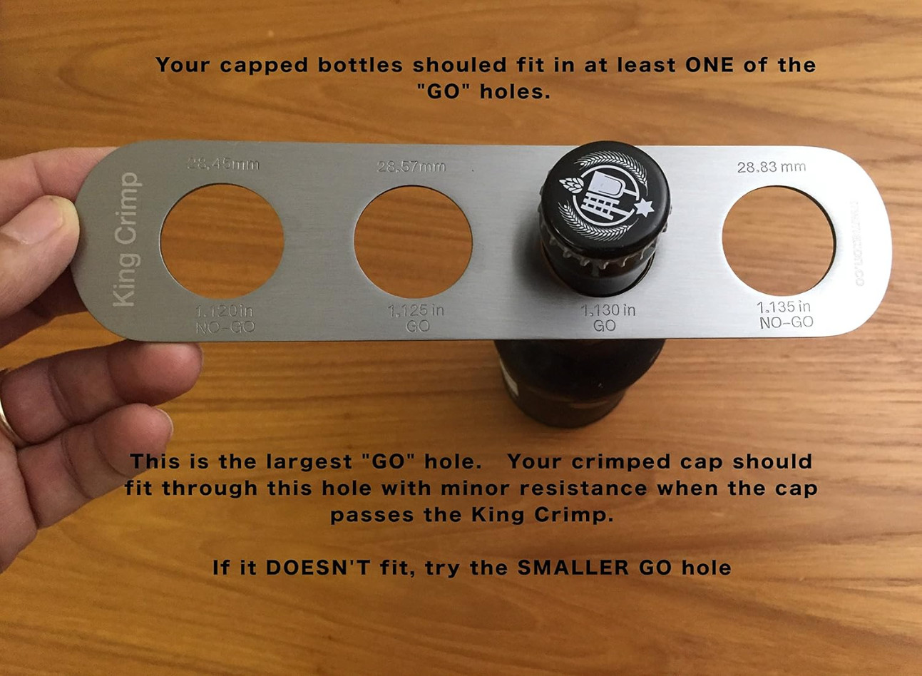 Capping Gauge For 26 Mm Beer Bottles, stainless steel go/no-go crimping gauge