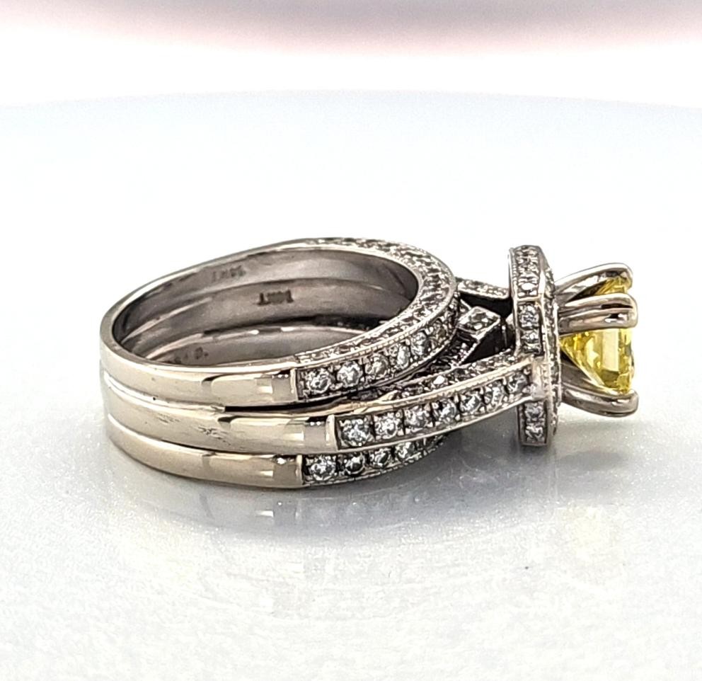 14K White Gold Fancy Yellow Approx. 1CT Princess Diamond With Halo W (MAC000218)