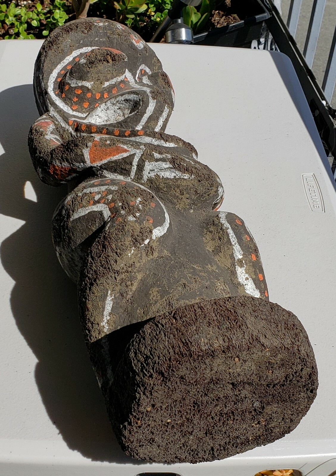 Vanuatu Large Painted Wood Sculpture Vintage Oceania