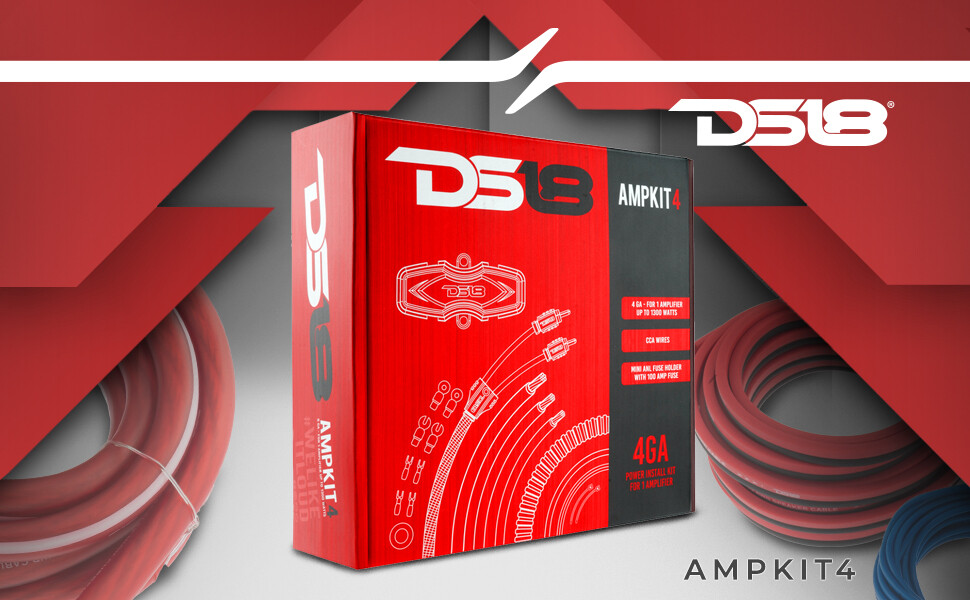 DS18 AMPKIT4 – 4GA CCA Installation Kit for Car Audio Amplifiers Amp Cables