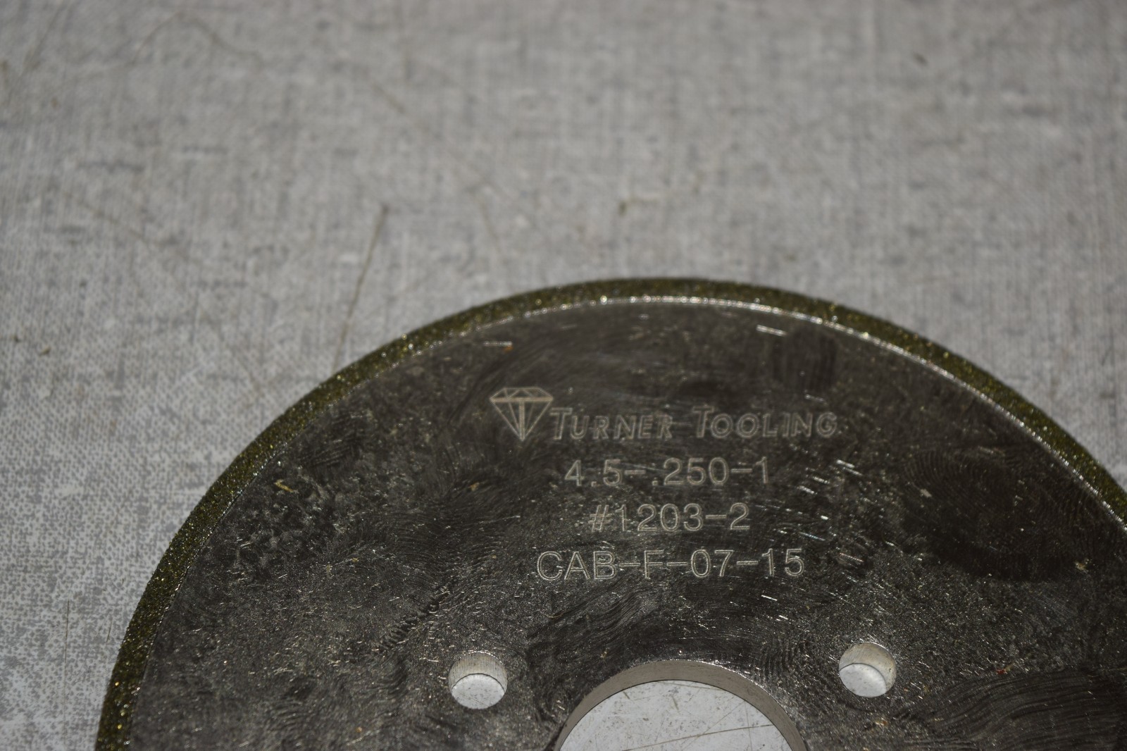 Turner Tooling 4.5-.250-1 CAB-F-07-15 1203-3 Grinding Wheel